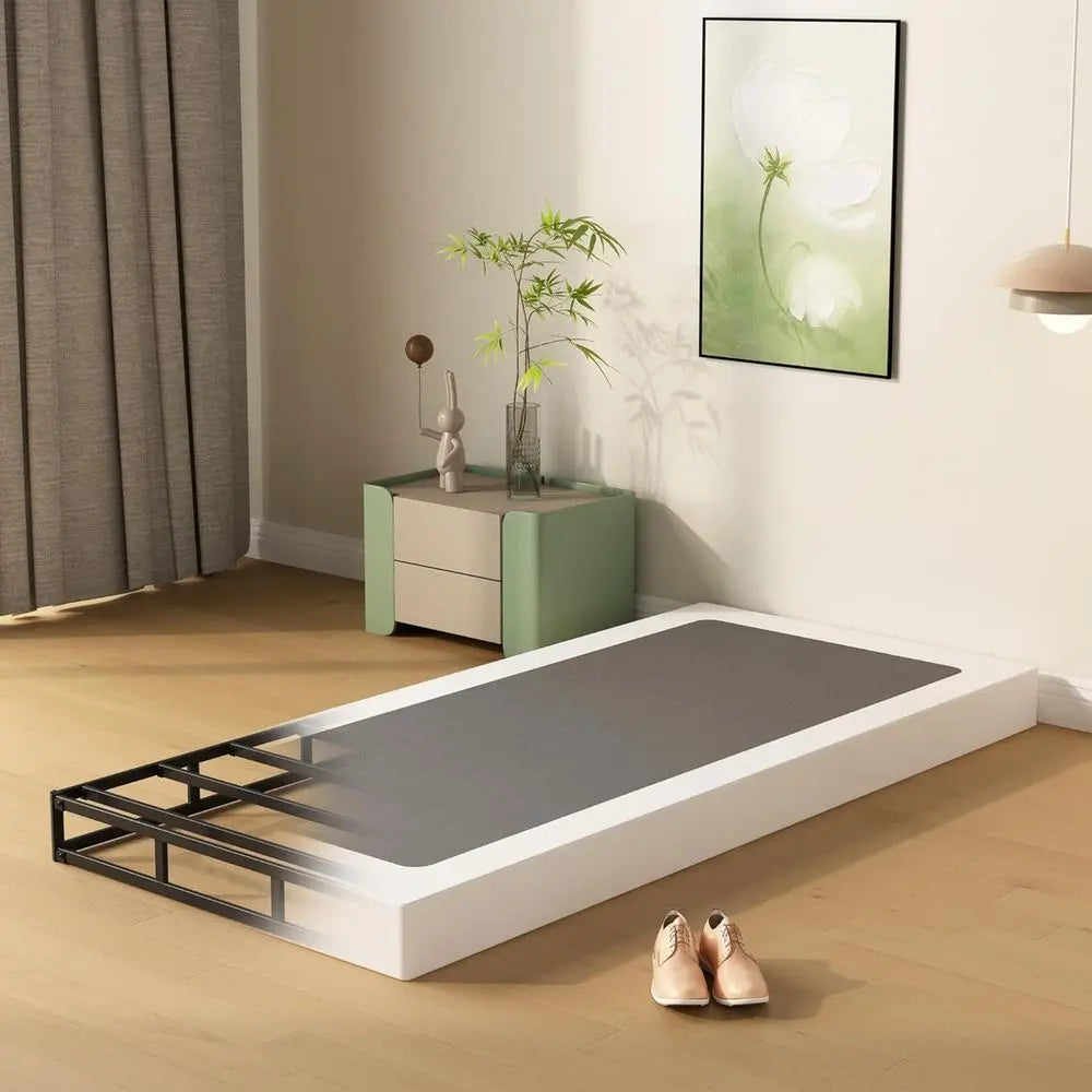 "4-Inch Low Profile Twin Box Spring with heavy-duty fabric cover"