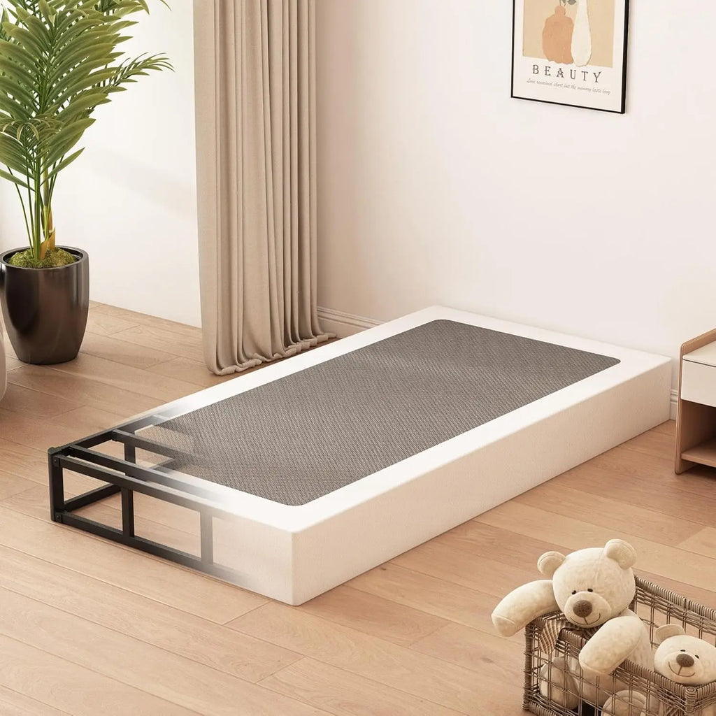 "8-Inch Twin XL Box Spring with metal frame for mattress support"
"affordable Twin XL box spring with metal frame"