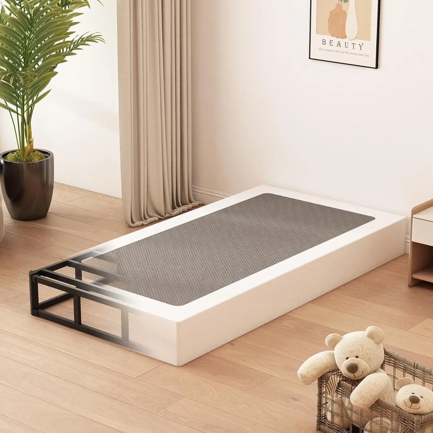 "8-Inch Twin XL Box Spring with metal frame for mattress support"
"affordable Twin XL box spring with metal frame"