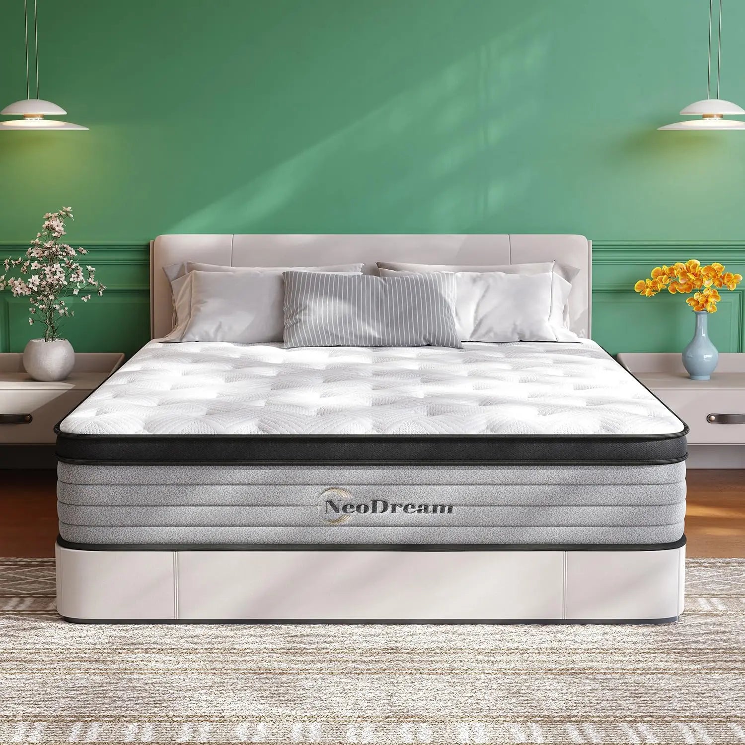 "Hybrid King Mattress with memory foam and pocket springs, showcasing medium firm support."
"Detailed view of pocket springs in Hybrid King Mattress for enhanced motion isolation."