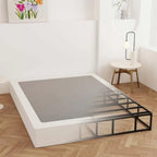 California King 9-Inch Heavy Duty Metal Box Spring with fabric cover, featuring a sleek design and easy assembly.