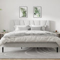 Modern Velvet Upholstered Platform Bed Frame with Vertical Channel Headboard LuxeHome Furniture
