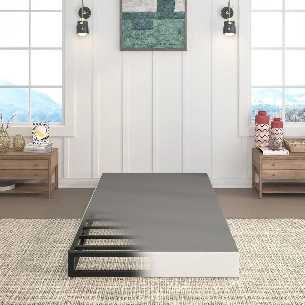 LuxeHome Furniture 7'' Twin Heavy-Duty Metal Box Spring with a sleek design, fabric cover, and sturdy support for up to 3000 
