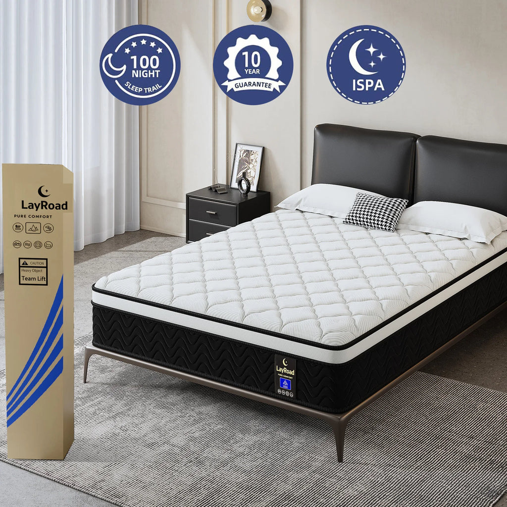 (Twin/Full/Queen/King) 12-Inch Gel Memory Foam Hybrid Mattress — Individual Pocket Coils, Pressure Relief & Motion Isolation, Medium-Firm, CertiPUR-US Certified