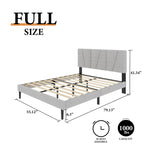 Modern Velvet Upholstered Platform Bed Frame with Vertical Channel Headboard LuxeHome Furniture