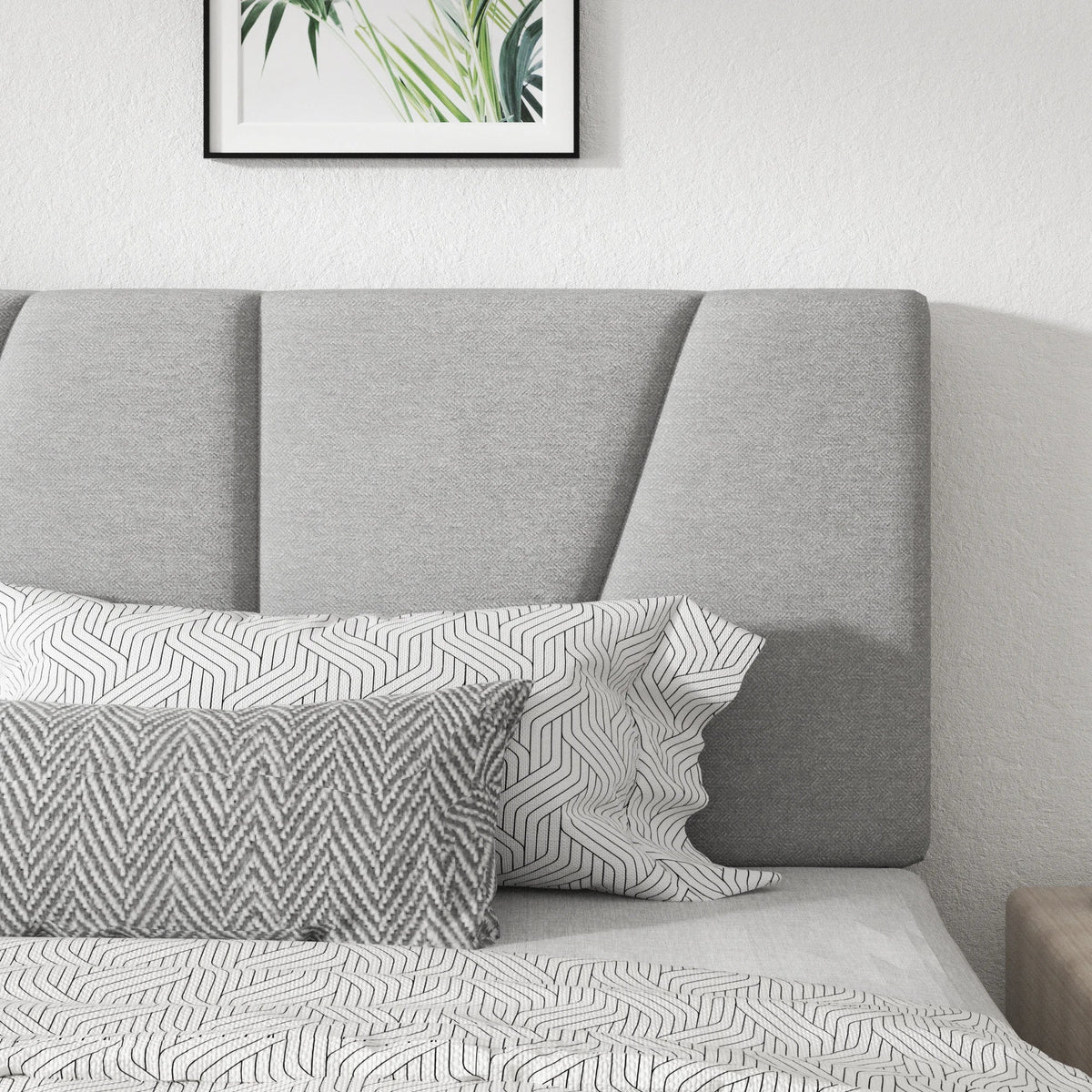 Modern Velvet Upholstered Platform Bed Frame with Vertical Channel Headboard LuxeHome Furniture