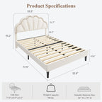 (Twin/Full\Queen) Upholstered LED Bed Frame, Velvet Shell Headboard, Adjustable Height, Underbed Storage, No Box Spring Needed, Easy Assembly