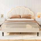(Twin/Full\Queen) Upholstered LED Bed Frame, Velvet Shell Headboard, Adjustable Height, Underbed Storage, No Box Spring Needed, Easy Assembly