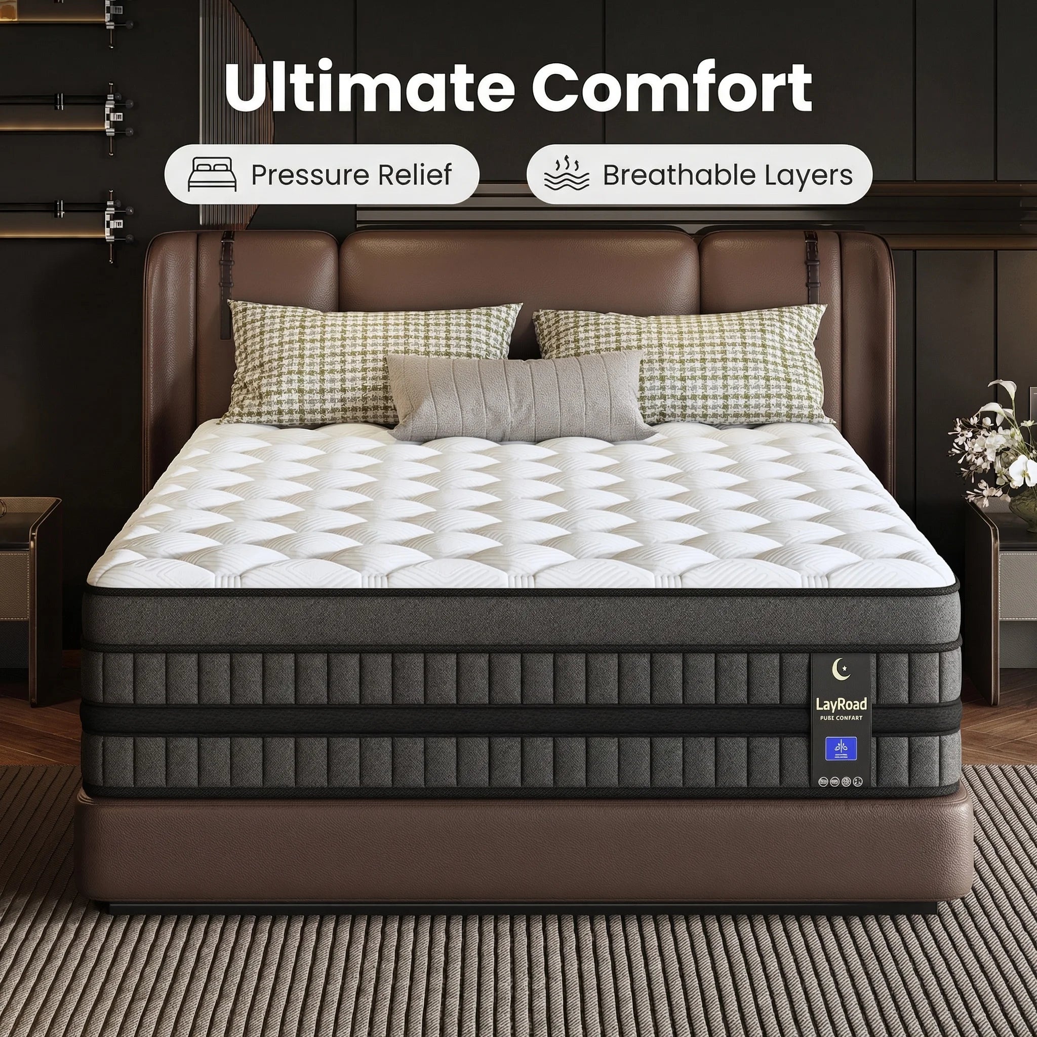 (All) Sizes Hybrid Mattress 12/14-Inch Medium Firm Gel Memory Foam with Pocketed Springs Boxed - Comfortable Mattress- LuxeHome Furniture
