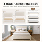 JHK Teddy Velvet Upholstered Bed Frame with Adjustable Headboard – Full & Queen Size LuxeHome Furniture