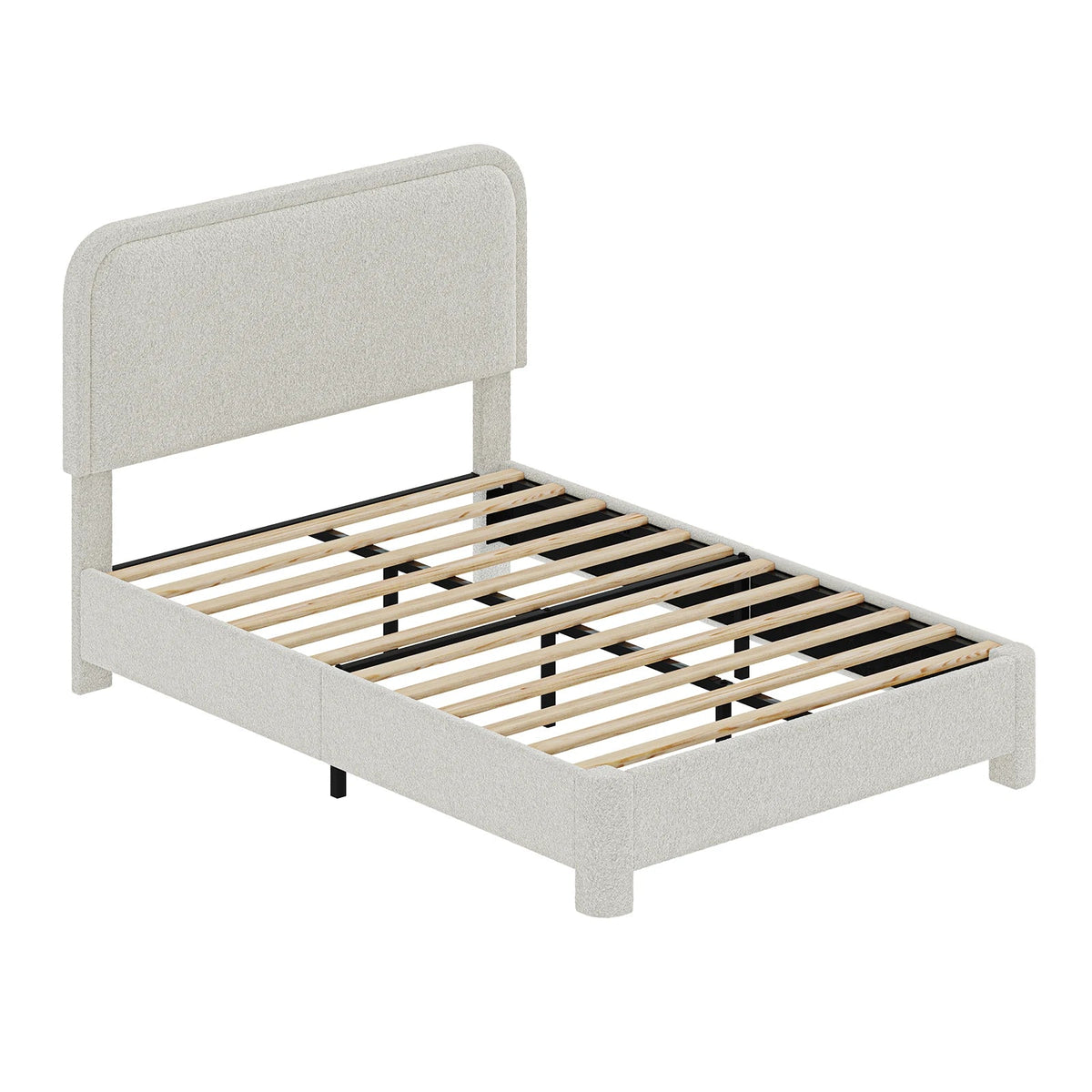 JHK Teddy Velvet Upholstered Bed Frame with Adjustable Headboard – Full & Queen Size LuxeHome Furniture