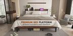 King Size Metal Bed Frame (Heavy-Duty) with Headboard Charging Station — Easy Assembly, (1,100 lbs Capacity)