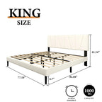 Modern Velvet Upholstered Platform Bed Frame with Vertical Channel Headboard LuxeHome Furniture