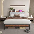 King Size Metal Bed Frame (Heavy-Duty) with Headboard Charging Station — Easy Assembly, (1,100 lbs Capacity)