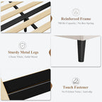 (Twin/Full\Queen) Upholstered LED Bed Frame, Velvet Shell Headboard, Adjustable Height, Underbed Storage, No Box Spring Needed, Easy Assembly