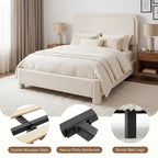 JHK Teddy Velvet Upholstered Bed Frame with Adjustable Headboard – Full & Queen Size LuxeHome Furniture