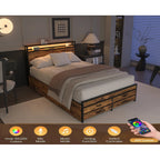 Orraves Queen Bed Frame with 8 Storage Drawers, LED Headboard & Charging Station LuxeHome Furniture