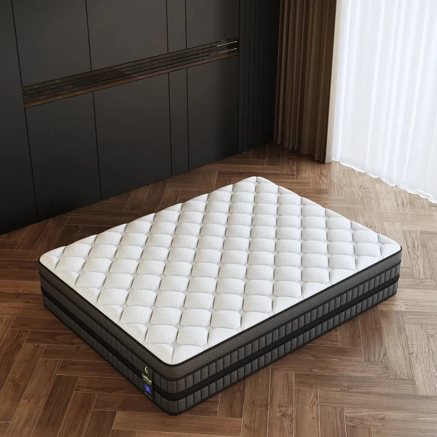 Hybrid mattress 12-inch medium firm gel memory foam with pocketed springs USA, comfortable mattress in box for queen king full sizes- LuxeHome Furniture