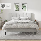 Modern Velvet Upholstered Platform Bed Frame with Vertical Channel Headboard LuxeHome Furniture