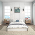 Queen size 7-inch heavy duty metal box spring in a modern bedroom setting with a fabric cover and noise-free design.