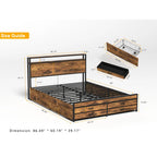 Orraves Queen Bed Frame with 8 Storage Drawers, LED Headboard & Charging Station LuxeHome Furniture