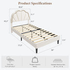 (Twin/Full\Queen) Upholstered LED Bed Frame, Velvet Shell Headboard, Adjustable Height, Underbed Storage, No Box Spring Needed, Easy Assembly
