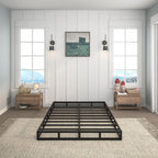 Queen Size 7-Inch Heavy Duty Metal Box Spring by LuxeHome Furniture in a modern room setting with natural light.
