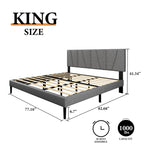 Modern Velvet Upholstered Platform Bed Frame with Vertical Channel Headboard LuxeHome Furniture